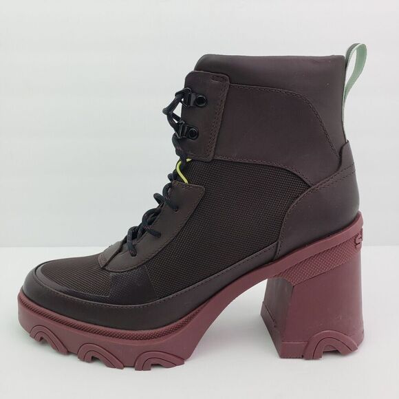 Sorel Brex Womens Size 10.5 Maroon Red Leather Lace Up Heeled Waterproof Boots - Picture 3 of 13